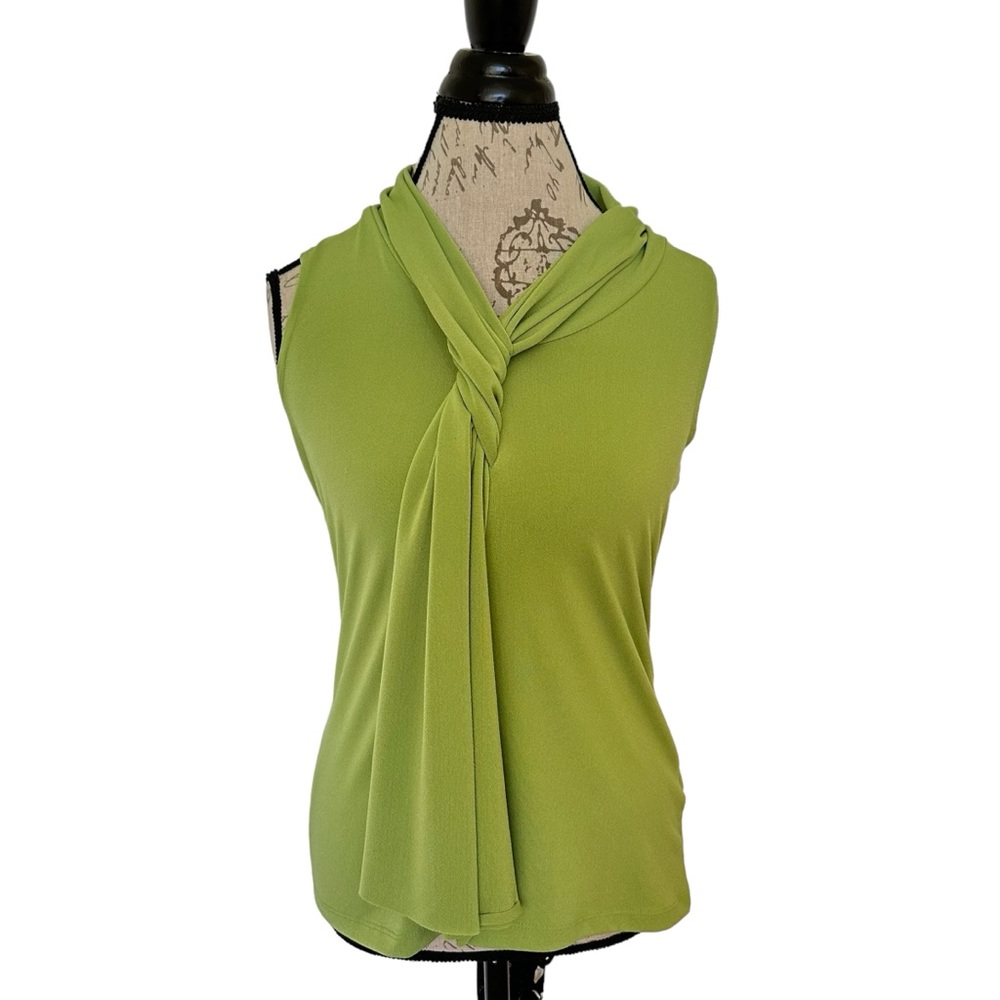 PREMISE WOMEN’S Lime Green KNOT Twist Front Sleeveless Blouse/Top Size M
